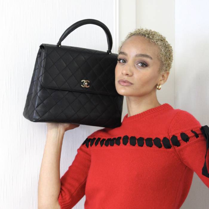 Kelly Handtasche aus schwarzem Kaviar Chanel