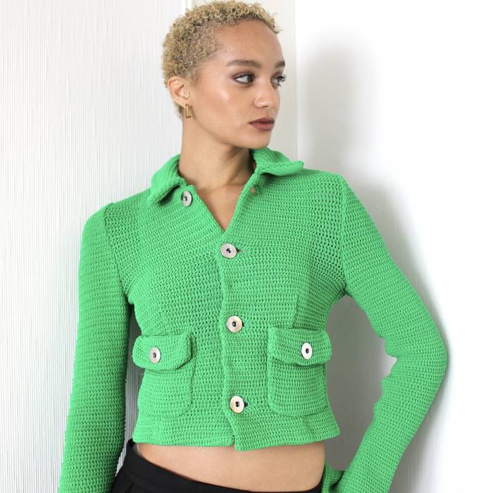 Grüne Kurzjacke aus Ajourstrick Bottega Veneta