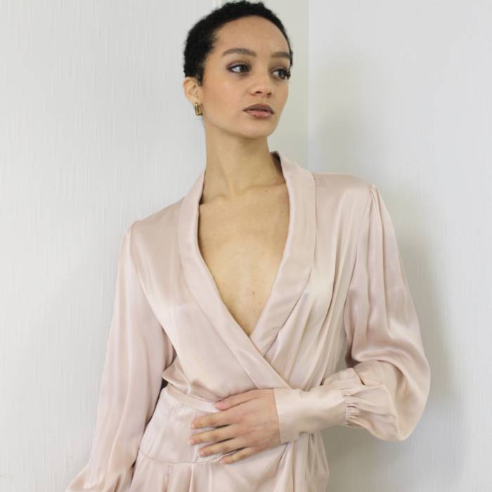 Pale pink silk mini wrap dress Zimmermann