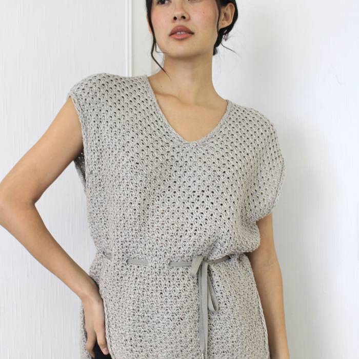 Grey sleeveless sweater in linen and cotton Fabiana Filippi