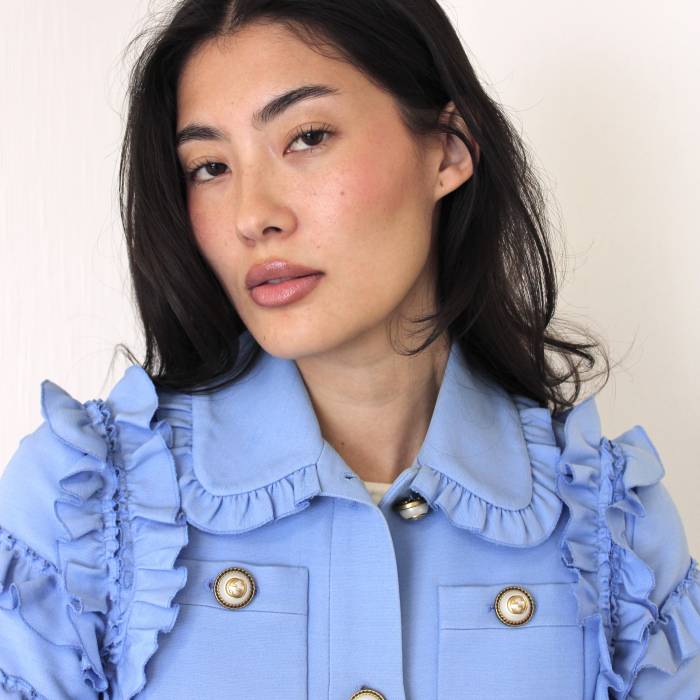 Short blue ruffled jacket Gucci