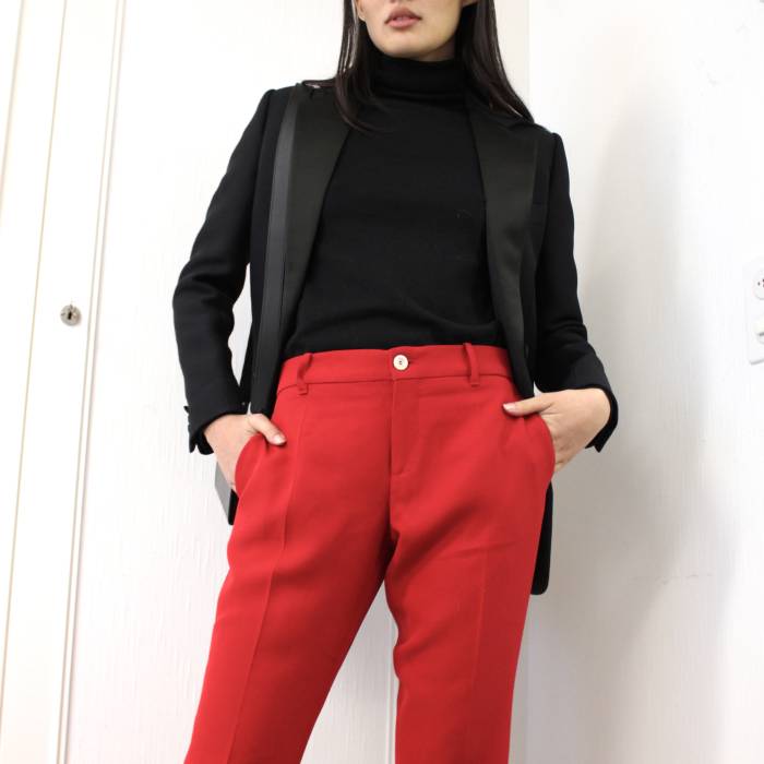 Pantalon à pinces rouge Gucci