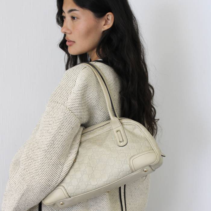 Princy Boston Tasche aus GG-Leder in Beige Gucci