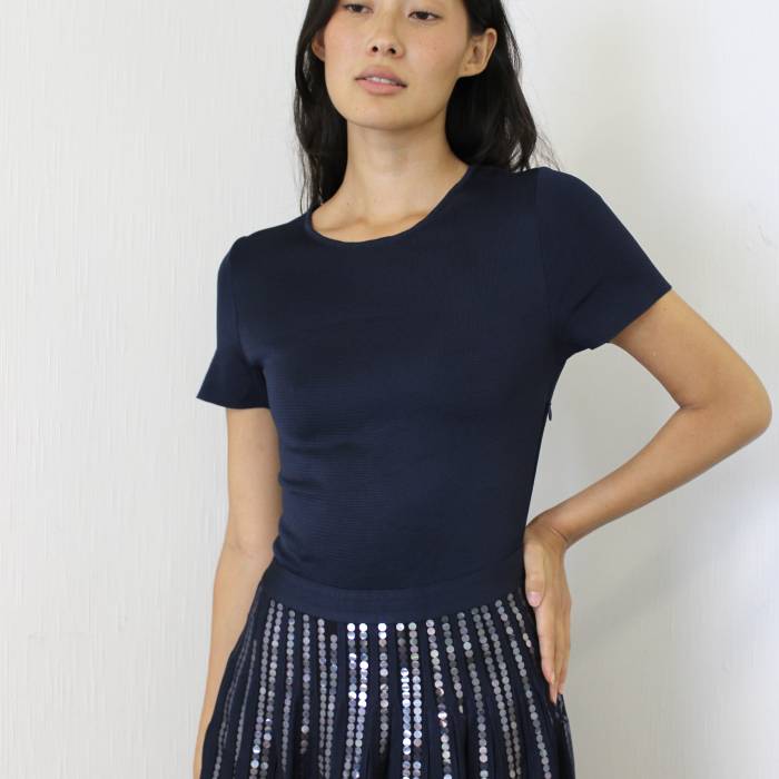 Robe longue bleu marine à sequins Dior