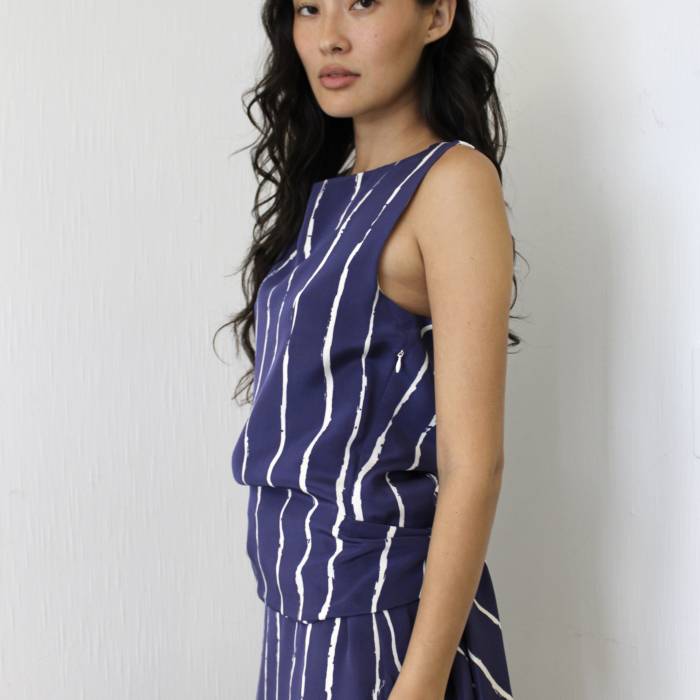 Kurzes Seidenkleid blau Balenciaga