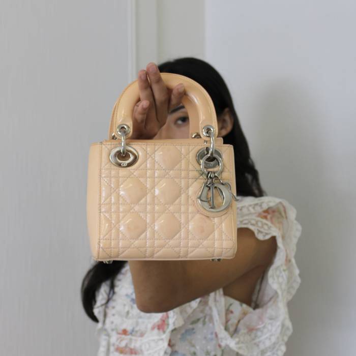 Mini Lady Dior in salmon patent leather Dior