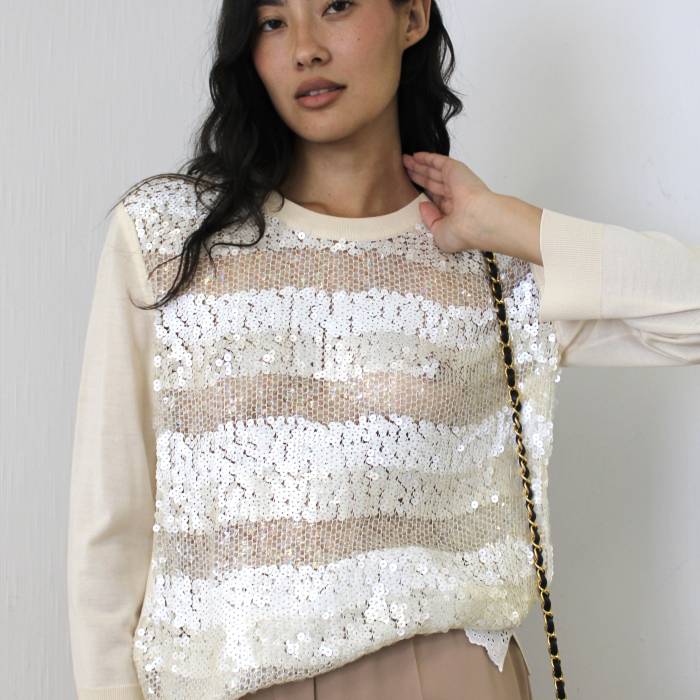 Oberteil aus Wolle und Pailletten Louis Vuitton