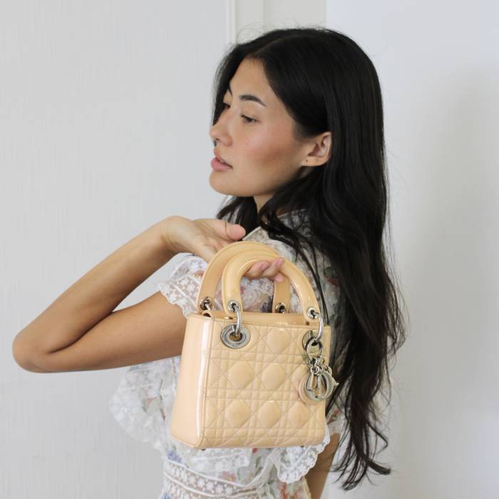 Mini Lady Dior in salmon patent leather Dior