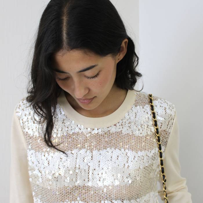 Oberteil aus Wolle und Pailletten Louis Vuitton