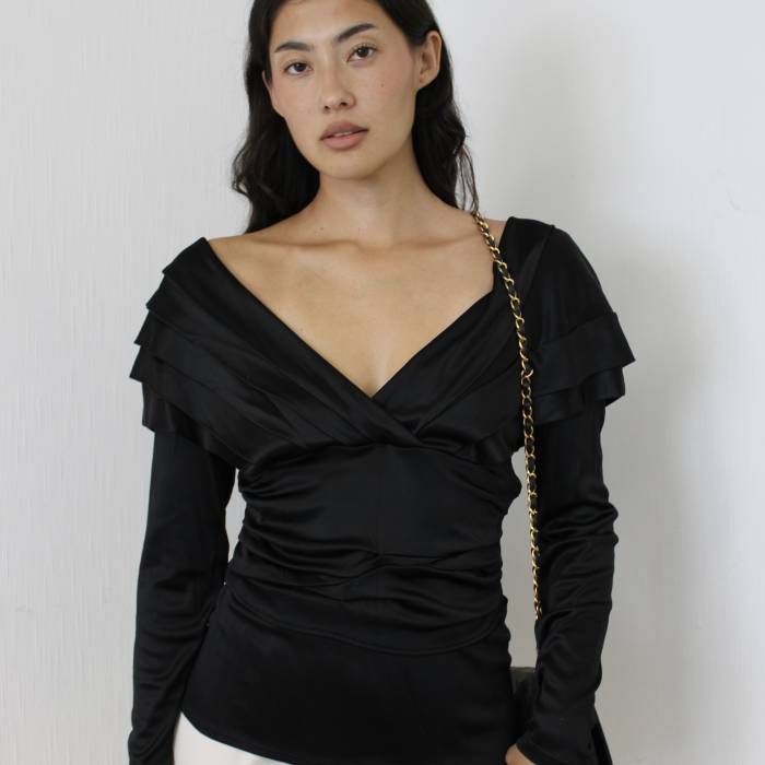 Haut noir en viscose satinée Dior