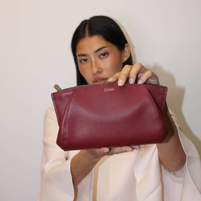 Pochette en cuir bordeaux Cartier