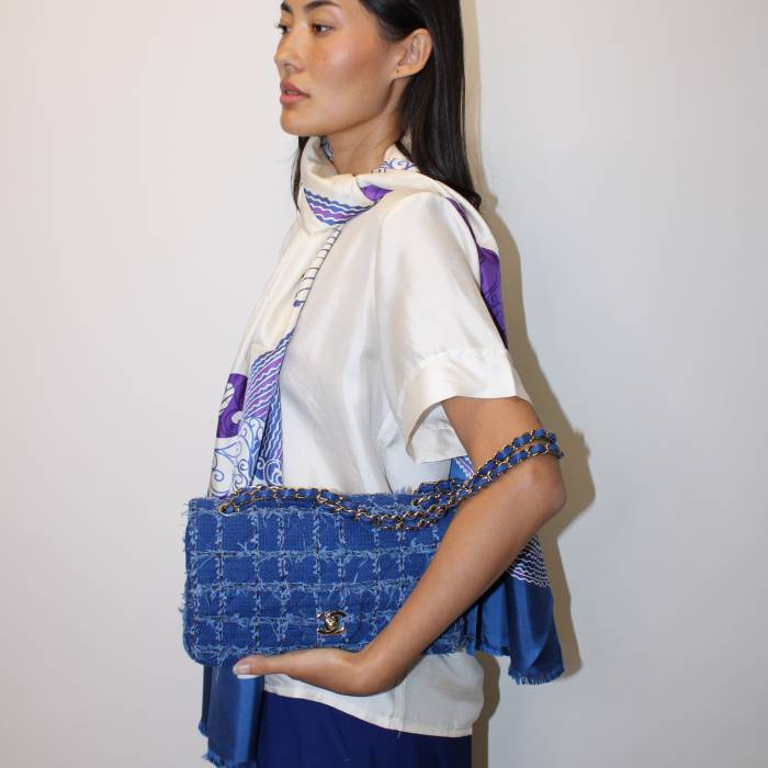 Sac classique 11.12 en tweed bleu Chanel