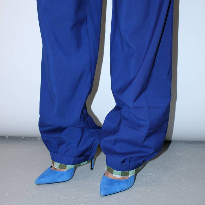 Pantalon en laine bleu Celine