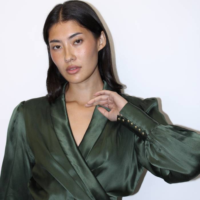 Robe portefeuille en soie verte Zimmermann