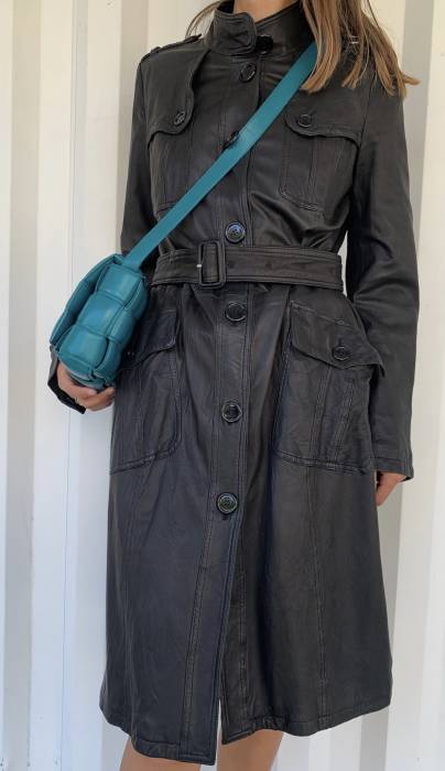 Long black leather trench coat Burberry