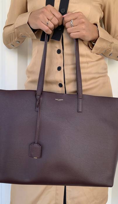Bordeauxfarbene Handtasche aus Leder Yves Saint Laurent