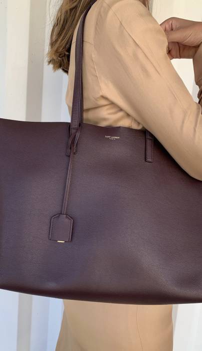 Leather handbag burgundy Yves Saint Laurent