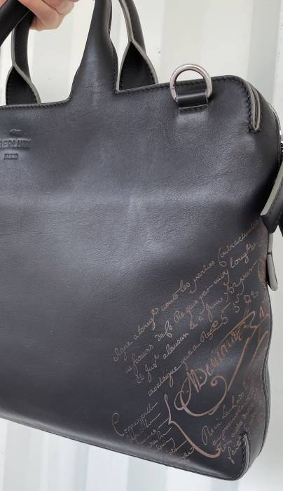 Black leather briefcase Berluti