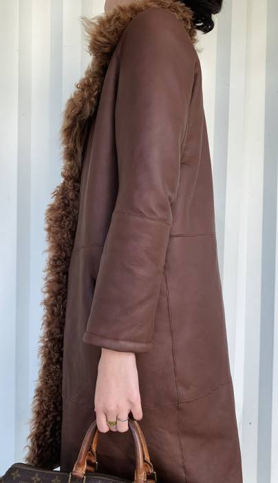 Brown fur coat Nour Hammour