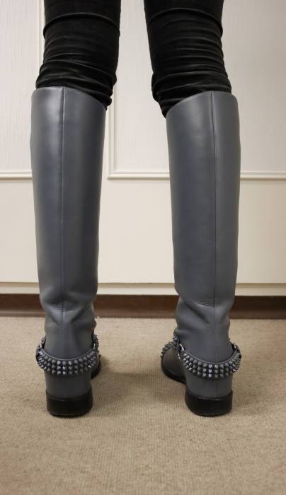 Grey high boots with studs Christian Louboutin