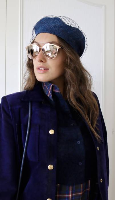 Denim blue cotton beret Dior