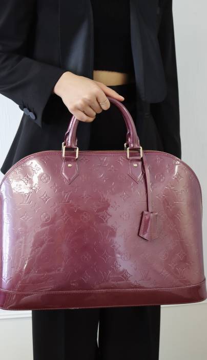 Große Louis Vuitton Alma Tasche aus violettem Leder Louis Vuitton