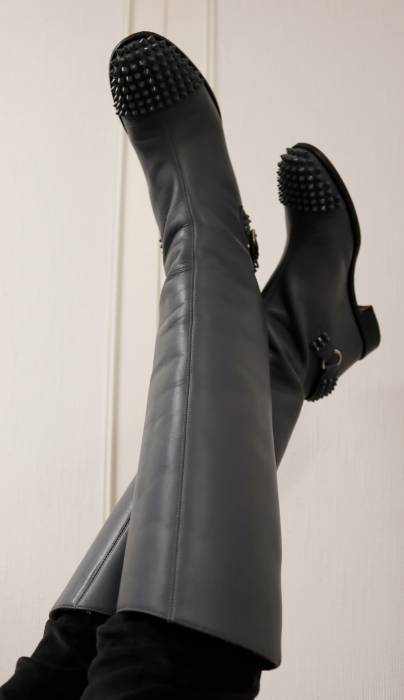 Grey high boots with studs Christian Louboutin