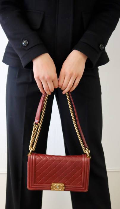 Chanel Boy bag in burgundy leather Chanel