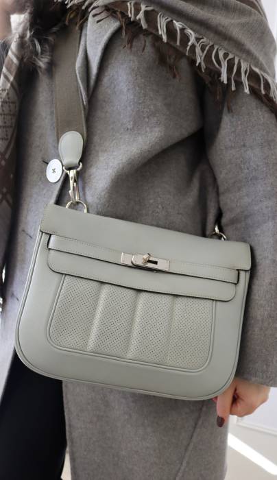 Hermès Berline Tasche aus grauem Leder Hermès