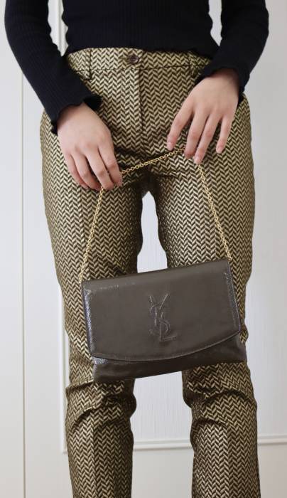 Grey patent leather pouch Yves Saint Laurent