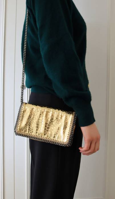 Gold crocodile effect leather bag Stella McCartney