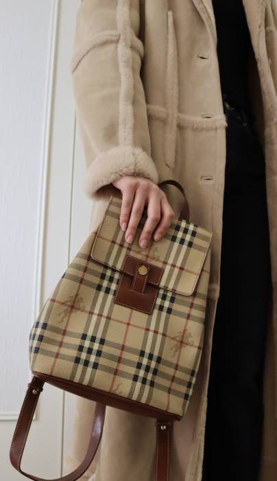 Beige and brown backpack Burberry