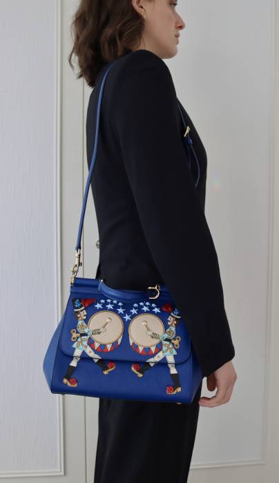Sac en cuir bleu avec fantaisie Dolce & Gabbana
