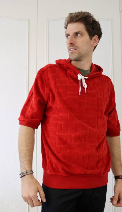Tee-shirt à capuche en coton rouge Hermès
