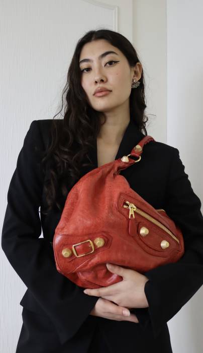Red leather handbag Balenciaga