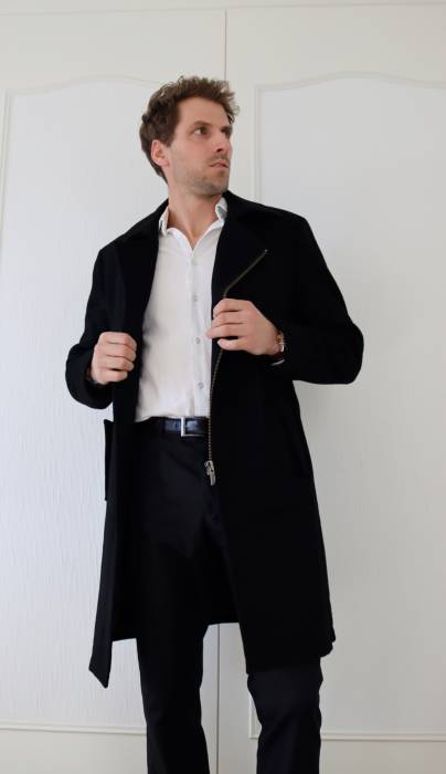 Schwarzer Mantel aus Wolle und Kaschmir Mugler