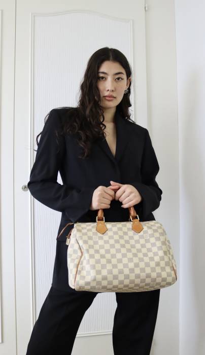 Speedy bag in white checkerboard Louis Vuitton