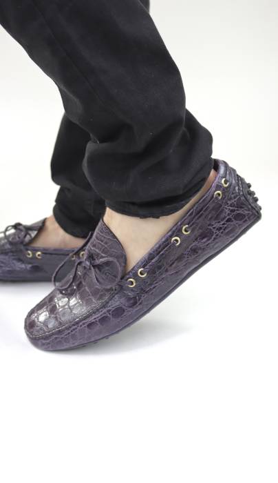Mocassins en crocodile violet Car Shoe