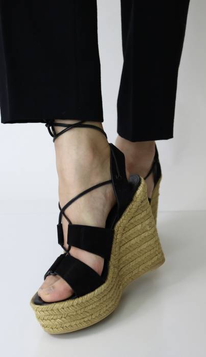 Leather and black suede wedges Yves Saint Laurent