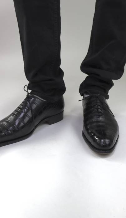 Black crocodile leather loafers J.M. Weston