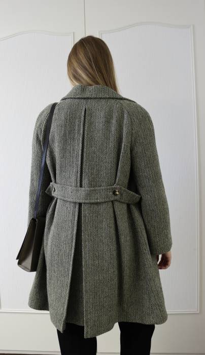 Manteau long en laine verte Celine
