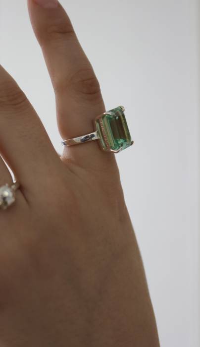 Bague en argent avec pierre quartz verte claire Tiffany & Co
