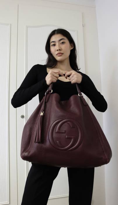 Gucci large burgundy leather bag Gucci