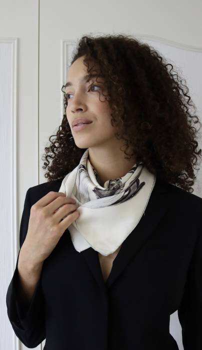 Grey and white silk scarf Hermès