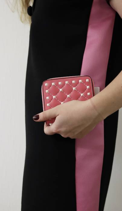 Pink leather wallet Valentino