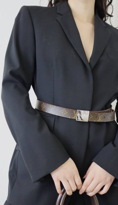 Brauner Monogramm-Gürtel mit silberner Schnalle Louis Vuitton