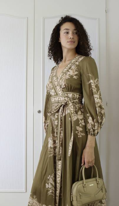 Langes Kleid Zimmermann aus grüner Baumwolle Zimmermann