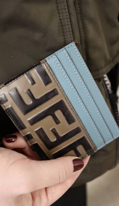 Brown and blue card holder Fendi
