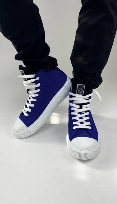 Sneakers en daim bleu Versace