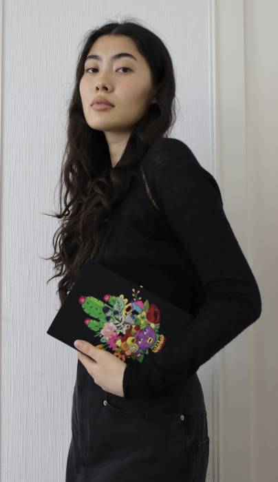 Black clutch bag with embroidery Olympia Le-Tan